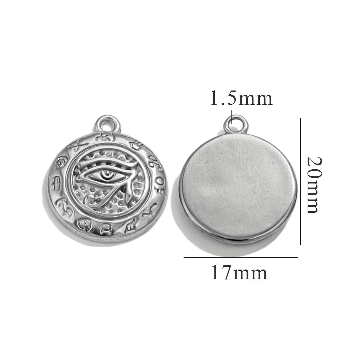 Silver color / 1 Piece Classic Retro Style Eyes Shape Stainless Steel  Gold Color Women's Pendant Picture5